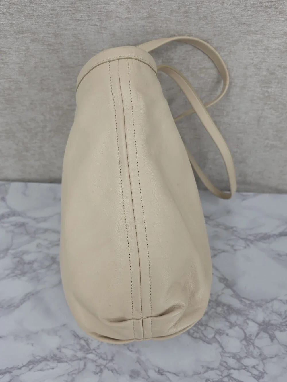 Coach Bea Neutral Two-Tone Ivory & Taupe Leather Top Zip Tote Bag